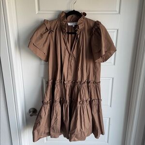 Hunter Bell Tan Ruffled Dress
